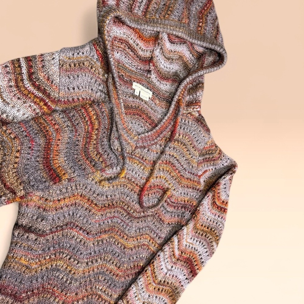 Royal‎ Robbins Chevron Open Knit Hoodie Sweater Women Size S Space Dye Pullover